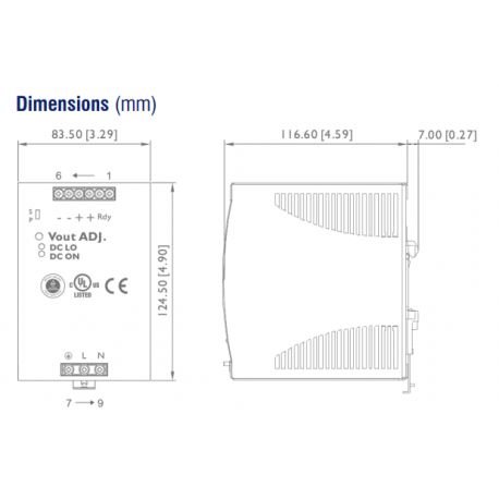 DPS114024DC Alimentation courant continu 240W 10A 220Vac/24Vcc - autoprotégée - DPS IMO