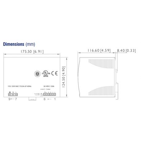 DPS148024DC Alimentation courant continu 480W 20A 220Vac/24Vcc - autoprotégée - DPS IMO