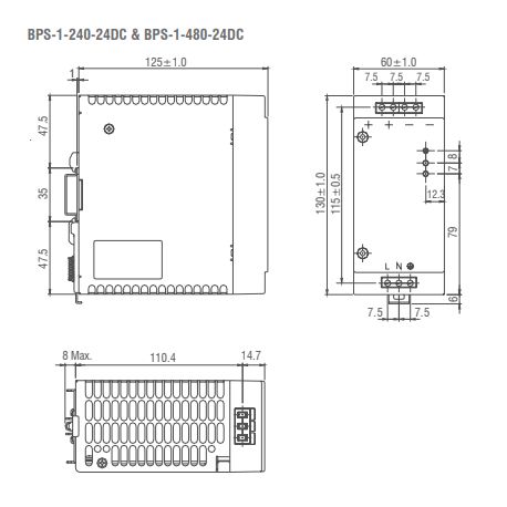 Alimentation 24VDC BPS124024DC, Entrée 90-264VAC, Sortie 240W 10A, Montage rail DIN - BPS IMO