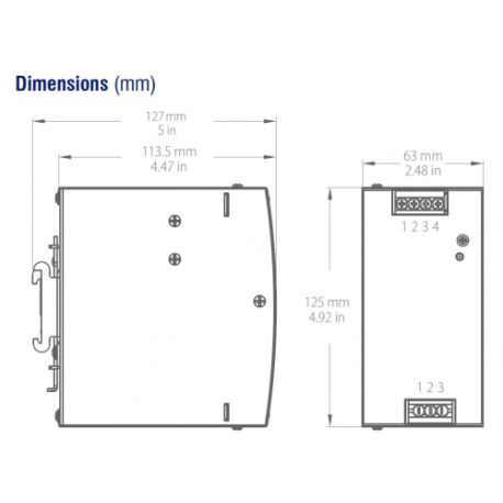 Alimentation à découpage 240W, 48VDC, 5 A, autoprotégée, Montage rail DIN - LPS124048DC IMO