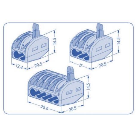 Lot de 10 bornes automatiques à levier 5 fils souples 0,2 à 4mm² - 5 entrées