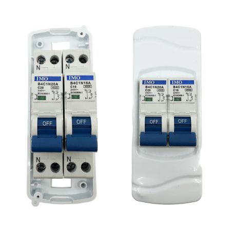 Mini coffret électrique modulaire 2 modules 150x55x65mm - avec rail DIN, montage en surface