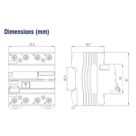 Interrupteur différentiel 4P 3Ph+N 40A - 30mA - 10kA - type B - EV - IMO