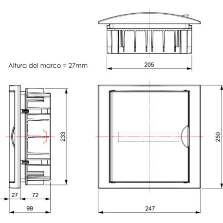 5108HGW Tableau électrique encastrable 1 rangée de 8 modules - pour sur placo - 233x205x72mm