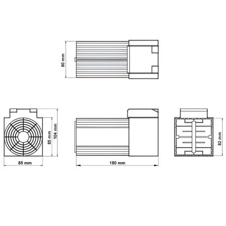Résistance de chauffage PH 250W 110-250V AC/DC - ventilé - Fixation Rail Din