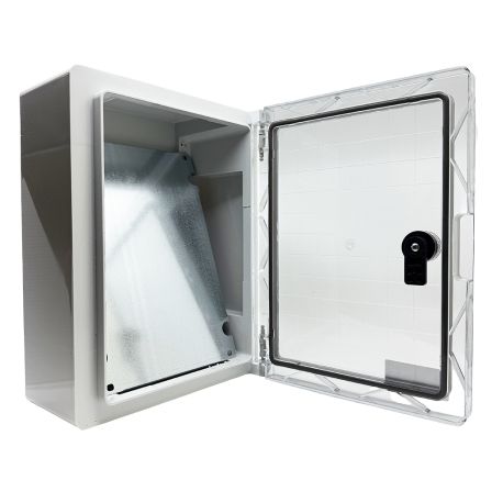 Coffret électrique ABS 330x250x130 étanche IP65 - Porte transparente - avec plaque de fond