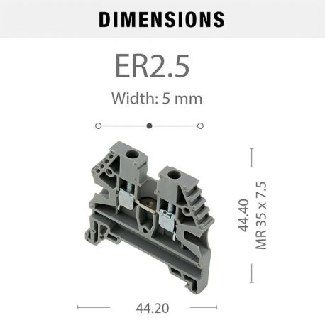 Borne de jonction à vis 2,5mm² - pas 5mm - grise - IMO