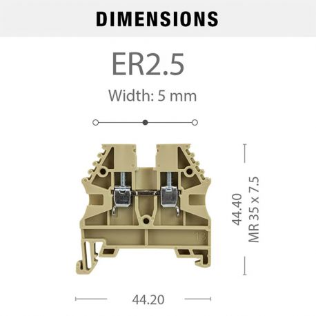 Borne de jonction à vis 2,5mm² - pas 5mm - beige - IMO