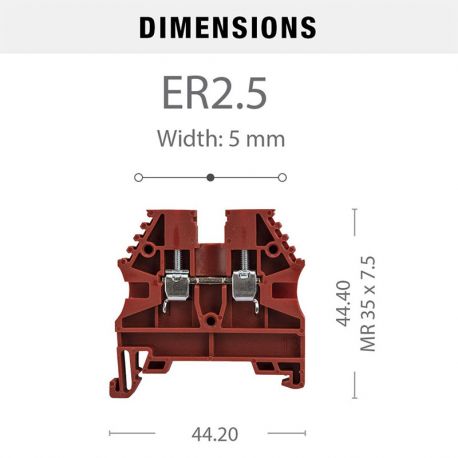 Borne de jonction à vis 2,5mm² - pas 5mm - rouge- IMO