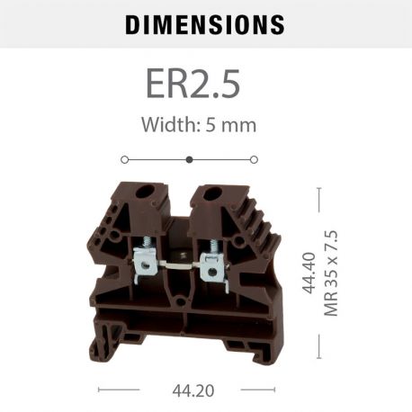 Borne de jonction à vis 2,5mm² - pas 5mm - marron - IMO