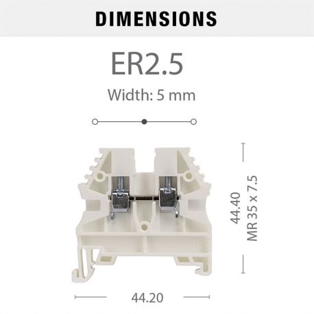 Borne de jonction à vis 2,5mm² - pas 5mm - blanche - IMO