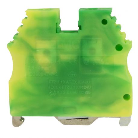 Borne de jonction à vis de terre 2,5 à 4mm² - pas 6mm - vert/jaune - IMO