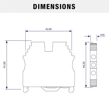 Borne de jonction à vis de terre 2,5 à 4mm² - pas 6mm - vert/jaune - IMO