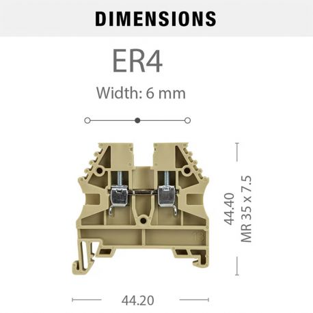 Borne de jonction à vis 4mm² - pas 6mm - beige - IMO