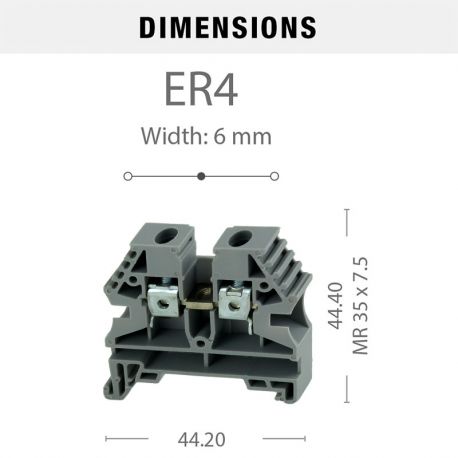 Borne de jonction à vis 4mm² - pas 6mm - grise - IMO
