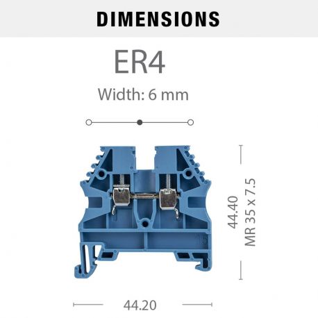 Borne de jonction à vis 4mm² - pas 6mm - bleue - IMO