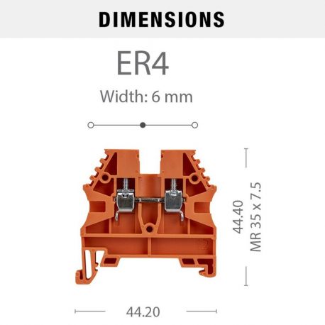 Borne de jonction à vis 4mm² - pas 6mm - orange - IMO