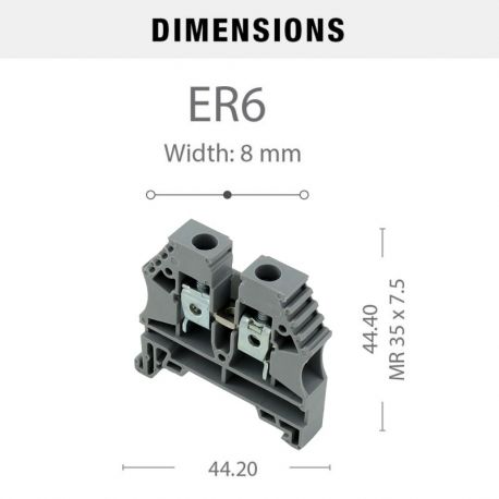 Borne de jonction à vis 6mm² - pas 8mm - grise - IMO