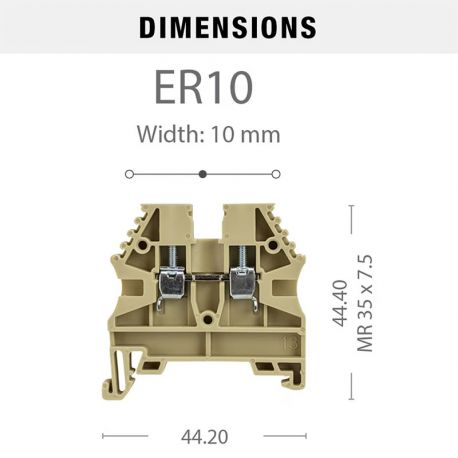 Borne de jonction à vis 10mm² - pas 10mm - beige - IMO