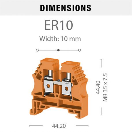 Borne de jonction à vis 10mm² - pas 10mm - orange - IMO