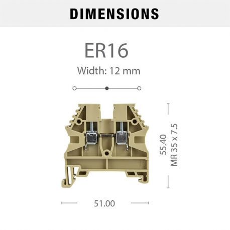 Borne de jonction à vis 16mm² - pas 12mm - beige - IMO
