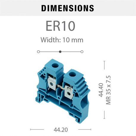 Borne de jonction à vis 10mm² - pas 10mm - bleue - IMO