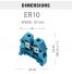Borne de jonction à vis 10mm² - pas 10mm - bleue - IMO