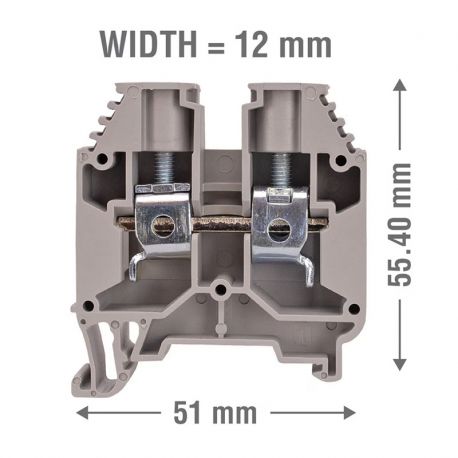 Borne de jonction à vis 16mm² - pas 12mm - grise - IMO