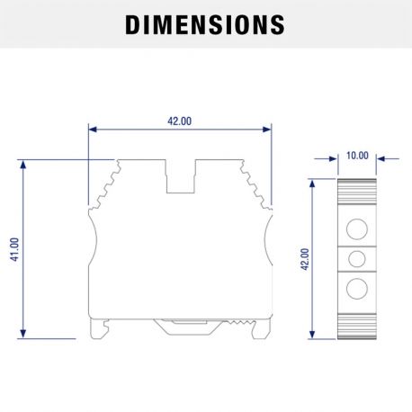 Borne de jonction à vis de terre 6 à 10mm² - pas 10mm - vert/jaune - IMO