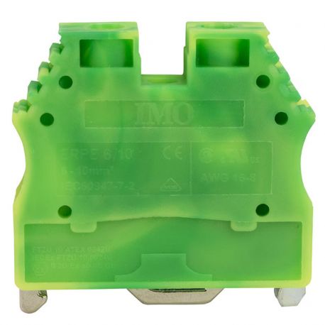 Borne de jonction à vis de terre 6 à 10mm² - pas 10mm - vert/jaune - IMO