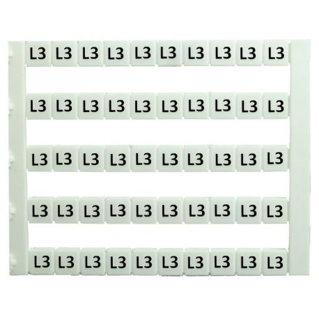 Lot de 50 étiquettes de marquage blanche 5x5mm, impression "L3" - IMO Lot de 50 étiquettes de marquage blanche 5x5mm, impression "L3" - IMO