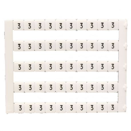 Lot de 50 étiquettes de marquage blanche 5x5mm, impression "3" - IMO Lot de 50 étiquettes de marquage blanche 5x5mm, impression "3" - IMO