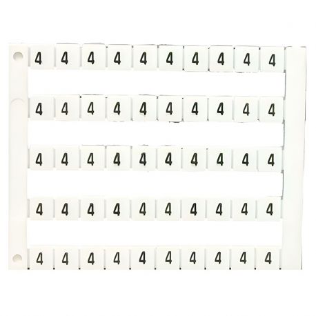 Lot de 50 étiquettes de marquage blanche 5x5mm, impression "4" - IMO Lot de 50 étiquettes de marquage blanche 5x5mm, impression "4" - IMO