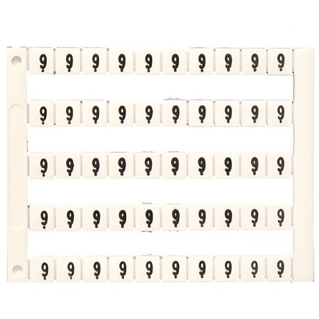 Lot de 50 étiquettes de marquage blanche 5x5mm, impression "9" - IMO Lot de 50 étiquettes de marquage blanche 5x5mm, impression "9" - IMO