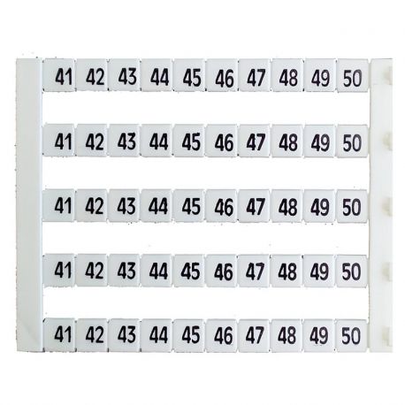 Lot de 5X10 étiquettes de marquage blanche 5x5mm, impression de 41 à 50 - IMO Lot de 5X10 étiquettes de marquage blanche 5x5mm, impression de 41 à 50 - IMO