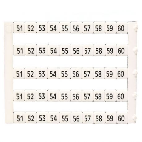 Lot de 5X10 étiquettes de marquage blanche 5x5mm, impression de 51 à 60 - IMO Lot de 5X10 étiquettes de marquage blanche 5x5mm, impression de 51 à 60 - IMO