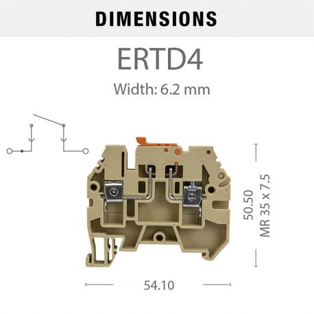 Borne de jonction sectionneur à couteau 4mm² - pas 6mm - beige - IMO