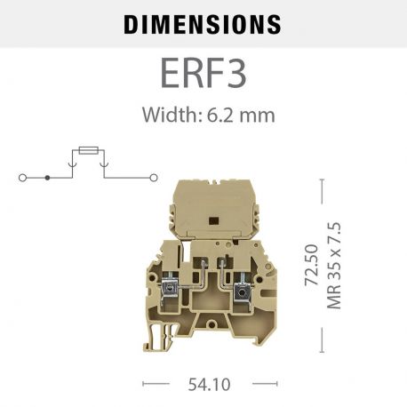 Borne de jonction avec porte-fusible amovible 4mm² - pas 6mm - beige - IMO