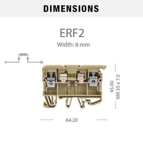 Borne de jonction à fusible6mm² - sur levier - pas 8mm - beige - IMO