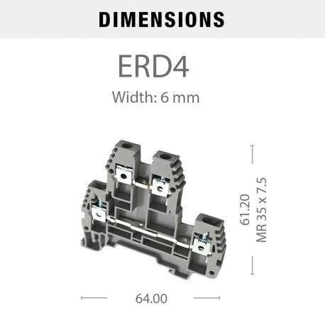 Borne de jonction deux étage à vis 4mm² - pas 6mm - grise - IMO