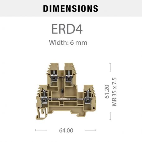Borne de jonction deux étage à vis 4mm² - pas 6mm - beige - IMO