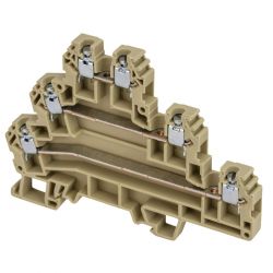 Borne de jonction trois étages à vis 2,5mm² - pas 6mm - beige - IMO