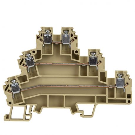 Borne de jonction trois étages à vis 2,5mm² - pas 6mm - beige - IMO