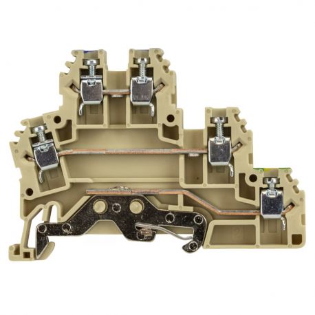 Borne de jonction deux étages + terre à vis 2,5mm² - pas 6mm - beige - IMO