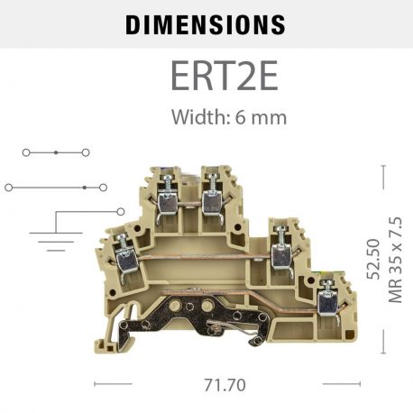 Borne de jonction deux étages + terre à vis 2,5mm² - pas 6mm - beige - IMO