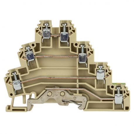 Borne de jonction trois étages + terre à vis 2,5mm² - pas 6mm - beige - IMO