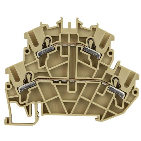Borne de jonction deux étages à ressort 2,5mm² - pas 5mm - beige - type PushFit - IMO