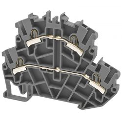 Borne de jonction deux étages à ressort 2,5mm² - pas 5mm - grise - type PushFit - IMO