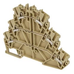 Borne de jonction trois étages à ressort 2,5mm² - pas 5mm - beige - type PushFit - IMO
