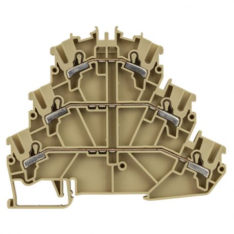 Borne de jonction trois étages à ressort 2,5mm² - pas 5mm - beige - type PushFit - IMO
